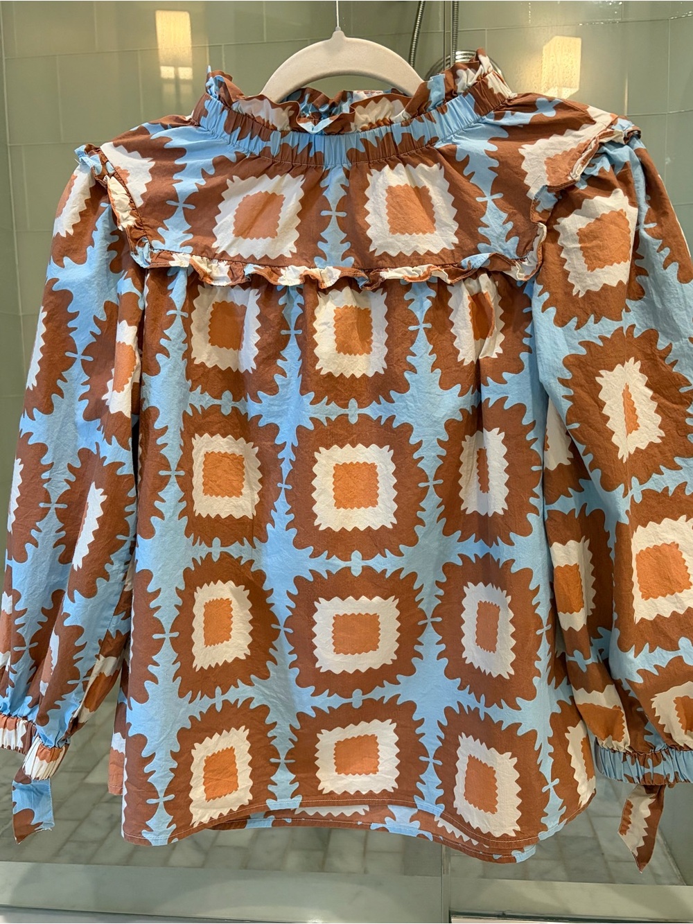 Olivia James The Label XS Geometric Patterned Blouse